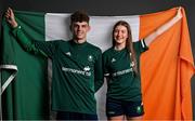 20 July 2023; The Permanent TSB flagbearers for Team Ireland at the European Youth Olympic Festival in Slovenia have been announced. Pictured are flagbeares Cian Crampton and Aliyah Rafferty. The 2023 Summer European Youth Olympic Festival takes place from 23rd to 29th July in Maribor, Slovenia and Team Ireland will have a team of 44 athletes competing across 5 sports. Photo by Brendan Moran/Sportsfile
