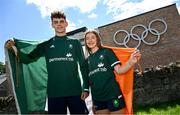 20 July 2023; The Permanent TSB flagbearers for Team Ireland at the European Youth Olympic Festival in Slovenia have been announced. Pictured are flagbearers Cian Crampton and Aliyah Rafferty. The 2023 Summer European Youth Olympic Festival takes place from 23rd to 29th July in Maribor, Slovenia and Team Ireland will have a team of 44 athletes competing across 5 sports. Photo by Brendan Moran/Sportsfile