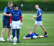 21 July 2023; Leinster coach Billy Phelan with Rory Kelly during a Leinster Rugby Inclusion Camp at Clontarf RFC in Dublin. Photo by Piaras Ó Mídheach/Sportsfile