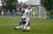 21 July 2023; Jack Kelly of Kilbarrack United in action against Stephen Doherty of Finn Harps during the Sports Direct Men’s FAI Cup First Round match between Kilbarrack United and Finn Harps at White Heart Lane in Kilbarrack, Dublin. Photo by David Fitzgerald/Sportsfile