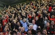 21 July 2023; Bohemians supporters after their side's victory in the Sports Direct Men’s FAI Cup First Round match between Bohemians and Shelbourne at Dalymount Park in Dublin. Photo by Seb Daly/Sportsfile