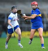 22 July 2023; Karin Blair of Tipperary in action against Orla Hickey of Waterford during the All-Ireland Camogie Championship semi-final match between Tipperary and Waterford at UPMC Nowlan Park in Kilkenny. Photo by Piaras Ó Mídheach/Sportsfile