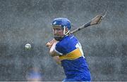 22 July 2023; Eimear McGrath of Tipperary takes a free during a rain shower in the All-Ireland Camogie Championship semi-final match between Tipperary and Waterford at UPMC Nowlan Park in Kilkenny. Photo by Piaras Ó Mídheach/Sportsfile