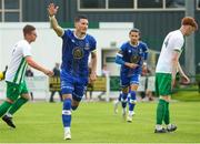 22 July 2023; Ronan Coughlan of Waterford celebrates after scoring his side's first goal during the Sports Direct Men’s FAI Cup First Round match between St. Michael’s and Waterford at Cooke Park in Tipperary. Photo by Michael P Ryan/Sportsfile