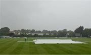 23 July 2023; A general view of the outfield, wicket and covers before the Certa Women’s One Day International Challenge match between Ireland and Australia at Castle Avenue Cricket Ground in Dublin. Photo by Seb Daly/Sportsfile
