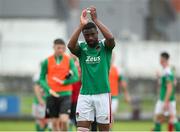 22 July 2023; Tunde Owolabi of Cork City after his side's victory in the Sports Direct Men’s FAI Cup First Round match between Treaty United and Cork City at Markets Field in Limerick. Photo by Michael P Ryan/Sportsfile