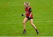 23 July 2023; Natalie McKibbin of Down celebrates a late goal during the TG4 LGFA All-Ireland Junior Championship semi-final match between Down and Carlow at Parnell Park in Dublin. Photo by Eóin Noonan/Sportsfile