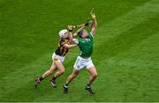 23 July 2023; Darragh O'Donovan of Limerick in action against Cian Kenny of Kilkenny during the GAA Hurling All-Ireland Senior Championship final match between Kilkenny and Limerick at Croke Park in Dublin. Photo by Daire Brennan/Sportsfile