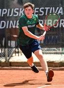 23 July 2023; Eoghan Jennings of Ireland in action against Tomass Reinis Dalderis of Latvia in the Boys Singles Round 1 during 2023 Summer European Youth Olympic Festival at the Branik Tennis Club in Maribor, Slovenia. Photo by Tyler Miller/Sportsfile