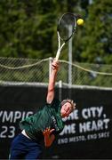 23 July 2023; Zac Naughton of Ireland in action against Peter Zavacky of Slovakia in the Boys Singles Round 1 during 2023 Summer European Youth Olympic Festival at the Branik Tennis Club in Maribor, Slovenia. Photo by Tyler Miller/Sportsfile