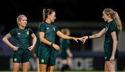 25 July 2023; Katie McCabe with Megan Connolly, right, and Denise O'Sullivan during a Republic of Ireland training session at Dorrien Gardens in Perth, Australia, ahead of their second Group B match of the FIFA Women's World Cup 2023, against Canada. Photo by Stephen McCarthy/Sportsfile