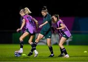 25 July 2023; Sinead Farrelly with Denise O'Sullivan, left, and Abbie Larkin, right, during a Republic of Ireland training session at Dorrien Gardens in Perth, Australia, ahead of their second Group B match of the FIFA Women's World Cup 2023, against Canada. Photo by Stephen McCarthy/Sportsfile