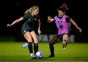 25 July 2023; Megan Connolly, left, and Niamh Fahey during a Republic of Ireland training session at Dorrien Gardens in Perth, Australia, ahead of their second Group B match of the FIFA Women's World Cup 2023, against Canada. Photo by Stephen McCarthy/Sportsfile