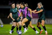 25 July 2023; Katie McCabe with Lily Agg, right, and Lucy Quinn during a Republic of Ireland training session at Dorrien Gardens in Perth, Australia, ahead of their second Group B match of the FIFA Women's World Cup 2023, against Canada. Photo by Stephen McCarthy/Sportsfile
