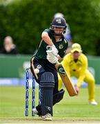 25 July 2023; Leah Paul of Ireland bats during match two of the Certa Women’s One Day International Challenge between Ireland and Australia at Castle Avenue in Dublin. Photo by Sam Barnes/Sportsfile