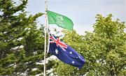 25 July 2023; The flags of Ireland and Australia are seen during match two of the Certa Women’s One Day International Challenge between Ireland and Australia at Castle Avenue in Dublin. Photo by Sam Barnes/Sportsfile