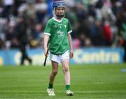 23 July 2023; Paddy Ketterick, Brackloon NS, Westport, Mayo, representing Limerick, during the INTO Cumann na mBunscol GAA Respect Exhibition Go Games at the GAA Hurling All-Ireland Senior Championship final match between Kilkenny and Limerick at Croke Park in Dublin. Photo by Piaras Ó Mídheach/Sportsfile