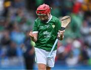 23 July 2023; Tadhg Aherne, Scoil Mháirtin, Kilworth, Cork, representing Limerick, during the INTO Cumann na mBunscol GAA Respect Exhibition Go Games at the GAA Hurling All-Ireland Senior Championship final match between Kilkenny and Limerick at Croke Park in Dublin. Photo by Piaras Ó Mídheach/Sportsfile