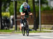 27 July 2023; Conor Murphy of Team Ireland competes in the boys road race during day four of the 2023 Summer European Youth Olympic Festival in Maribor, Slovenia. Photo by Tyler Miller/Sportsfile