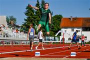 27 July 2023; Michael Kent of Team Ireland competes in the boys long jump final during day four of the 2023 Summer European Youth Olympic Festival at Poljane Athletics Stadium in Maribor, Slovenia. Photo by Tyler Miller/Sportsfile