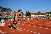 27 July 2023; Enya Silkena of Team Ireland before competing in the girls heptathlon 800m during day four of the 2023 Summer European Youth Olympic Festival at Poljane Athletics Stadium in Maribor, Slovenia. Photo by Tyler Miller/Sportsfile