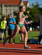 27 July 2023; Enya Silkena of Team Ireland competes in the girls heptathlon 800m during day four of the 2023 Summer European Youth Olympic Festival at Poljane Athletics Stadium in Maribor, Slovenia. Photo by Tyler Miller/Sportsfile