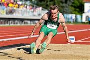 27 July 2023; Michael Kent of Team Ireland competes in the boys long jump final during day four of the 2023 Summer European Youth Olympic Festival at Poljane Athletics Stadium in Maribor, Slovenia. Photo by Tyler Miller/Sportsfile