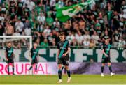 27 July 2023; Johnny Kenny of Shamrock Rovers during the UEFA Europa Conference League Second Qualifying Round First Leg match between Ferencvaros and Shamrock Rovers at Ferencváros Stadion in Budapest, Hungary. Photo by David Balogh/Sportsfile