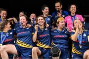 27 July 2023; Europe 1 celebrate after winning the Ladies Football International Plate Final during day four of the FRS Recruitment GAA World Games 2023 at the Owenbeg Centre of Excellence in Dungiven, Derry. Photo by Piaras Ó Mídheach/Sportsfile