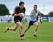 27 July 2023; Matt Fornari of Canada in action against Galicia Blue during day four of the FRS Recruitment GAA World Games 2023 at the Owenbeg Centre of Excellence in Dungiven, Derry. Photo by Piaras Ó Mídheach/Sportsfile