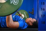 27 July 2023; Eimear Corri during a Leinster Rugby women's gym at the Ken Wall Centre of Excellence in Dublin. Photo by Seb Daly/Sportsfile