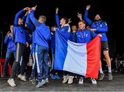 27 July 2023; France footballers celebrate during day four of the FRS Recruitment GAA World Games 2023 at the Owenbeg Centre of Excellence in Dungiven, Derry. Photo by Piaras Ó Mídheach/Sportsfile