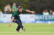 28 July 2023; Arlene Kelly of Ireland attempts to field the ball during match three of the Certa Women’s One Day International Challenge series between Ireland and Australia at Castle Avenue Cricket Ground in Dublin. Photo by Seb Daly/Sportsfile