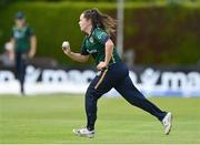 28 July 2023; Ireland bowler Laura Delany during match three of the Certa Women’s One Day International Challenge series between Ireland and Australia at Castle Avenue Cricket Ground in Dublin. Photo by Seb Daly/Sportsfile