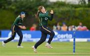 28 July 2023; Ireland bowler Cara Murray during match three of the Certa Women’s One Day International Challenge series between Ireland and Australia at Castle Avenue Cricket Ground in Dublin. Photo by Seb Daly/Sportsfile