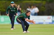 28 July 2023; Arlene Kelly of Ireland fields the ball during match three of the Certa Women’s One Day International Challenge series between Ireland and Australia at Castle Avenue Cricket Ground in Dublin. Photo by Seb Daly/Sportsfile