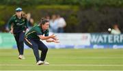 28 July 2023; Arlene Kelly of Ireland fields the ball during match three of the Certa Women’s One Day International Challenge series between Ireland and Australia at Castle Avenue Cricket Ground in Dublin. Photo by Seb Daly/Sportsfile