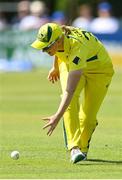 28 July 2023; Kim Garth of Australia fields the ball during match three of the Certa Women’s One Day International Challenge series between Ireland and Australia at Castle Avenue Cricket Ground in Dublin. Photo by Seb Daly/Sportsfile
