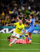 29 July 2023; Debinha Miri of Brazil celebrates after scoring her side's first goal during the FIFA Women's World Cup 2023 qualifying Group F match between France and Brazil at Brisbane Stadium in Brisbane, Australia. Photo by Mick O'Shea/Sportsfile