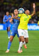 29 July 2023; Ariadina Alves Borges of Brazil in action against Sakina Karchaoui of France during the FIFA Women's World Cup 2023 qualifying Group F match between France and Brazil at Brisbane Stadium in Brisbane, Australia. Photo by Mick O'Shea/Sportsfile