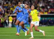 29 July 2023; Andressa Alves da Silva of Brazil in action against Maelle Lakrar of France during the FIFA Women's World Cup 2023 qualifying Group F match between France and Brazil at Brisbane Stadium in Brisbane, Australia. Photo by Mick O'Shea/Sportsfile