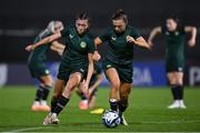 30 July 2023; Abbie Larkin and Katie McCabe during a Republic of Ireland training session at Spencer Park in Brisbane, Australia, ahead of their final Group B match of the FIFA Women's World Cup 2023, against Nigeria. Photo by Stephen McCarthy/Sportsfile