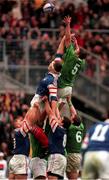 7 March 1998; Malcolm O'Kelly of Ireland and Olivier Brouzet of France contest a lineout during the Five Nations Rugby Championship match between France and Ireland at the Stade De France in Paris, France. Photo by Brendan Moran/Sportsfile