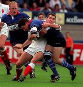 16 August 1997; Ciaran Clarke of Leinster is tackled by Andy Ward of Ulster during the Interprovincial rugby match between Leinster and Ulster in Donnybrook Stadium in Dublin. Photo by Brendan Moran/Sportsfile