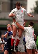 16 August 1997; Tony McWhirter of Ulster wins a lineout during the Interprovincial rugby match between Leinster and Ulster in Donnybrook Stadium in Dublin. Photo by Brendan Moran/Sportsfile