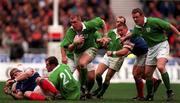 7 March 1998; Victor Costello of Ireland, supported by team-mate Mick Galwey, right, makes a break during the Five Nations Rugby Championship match between France and Ireland at the Stade De France in Paris, France. Photo by Brendan Moran/Sportsfile