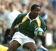 27 June 2004; Luvo Sogidashe, South Africa. IRB U21 World Championship 3rd/4th place play-off Australia v South Africa, Hughenden, Glasgow, Scotland. Picture credit; Brendan Moran / SPORTSFILE