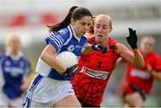 31 August 2013; Gráinne Smith, Cavan, in action against Cora McKibbin, Down. TG4 All-Ireland Ladies Football Intermediate Championship, Semi-Final, Cavan v Down, Kingspan Breffni Park, Cavan. Photo by Sportsfile