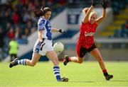 31 August 2013; Gráinne Smith, Cavan, in action against Cora McKibbin, Down. TG4 All-Ireland Ladies Football Intermediate Championship, Semi-Final, Cavan v Down, Kingspan Breffni Park, Cavan. Photo by Sportsfile