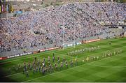 1 September 2013; The Dublin and Kerry teams parade behind the Artane School of Music Band. GAA Football All-Ireland Senior Championship, Semi-Final, Dublin v Kerry, Croke Park, Dublin. Picture credit: Dáire Brennan / SPORTSFILE